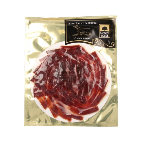 Jamón ibérico de bellota cortado a cuchillo MONTE ROBLE 100 g.
