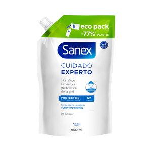 SANEX Biomeprotect dermo Recambio de gel de ducha o baño probiótico, para todo tipo de pieles 950 ml.