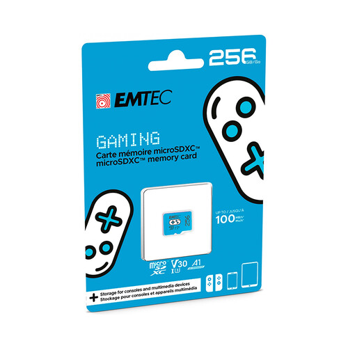 Tarjeta de memoria MicroSDXC EMTEC 256GB Azul Nintendo Switch.