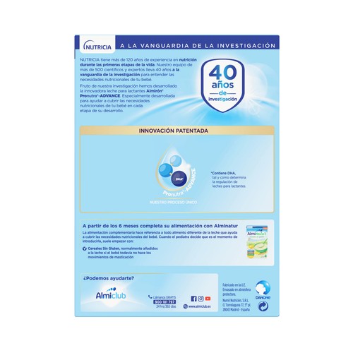 ALMIRÓN Leche (1) para recién nacido para bebes desde el primer día ALMIRÓN Advance 1 1200 g.