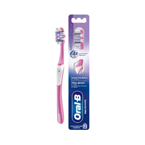 ORAL-B Pro 3d white Cepillo de dientes filamentos medios, para blanqueamiento y pulido.