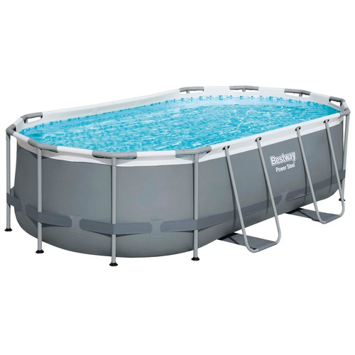 Piscina rectangular estructura metálica Steel Pro Frame Pools BESTWAY medidas 4,27x2,50X1,00 mts. con depuradora 1.249 l/h. y escalera
