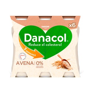 Imagen de DANACOL Leche fermentada desnatada con avena, edulcorantes y esteroles vegetales añadidos de Danone 6 x 100 g.