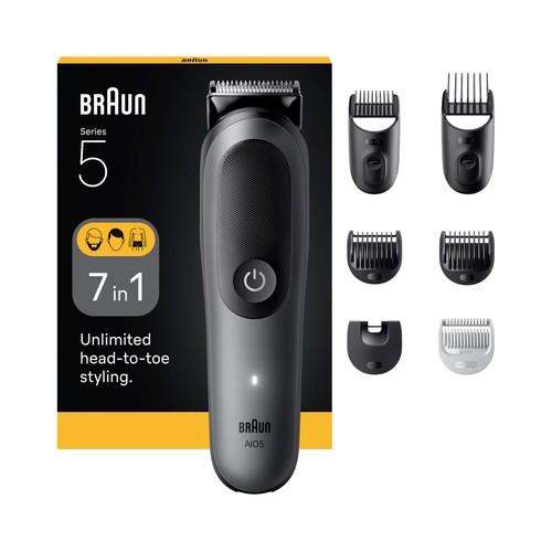 Set de arreglo personal 7 en 1 BRAUN MGK AIO5520 Series 5,,  uso en seco, para cara y cabello.