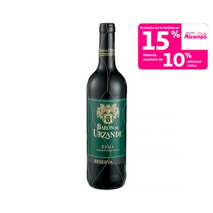 BARON DE URZANDE Vino tinto reserva con D.O. Ca. Rioja botella 75 cl.