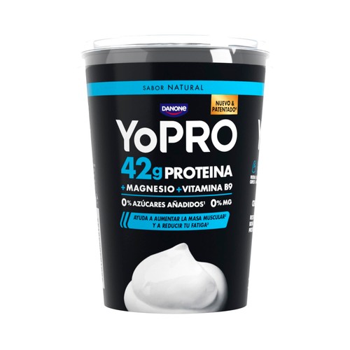YOPRO de Danone Leche fermentada cremosa natural con proteínas y sin azúcares añadidos ni grasa 480 g
