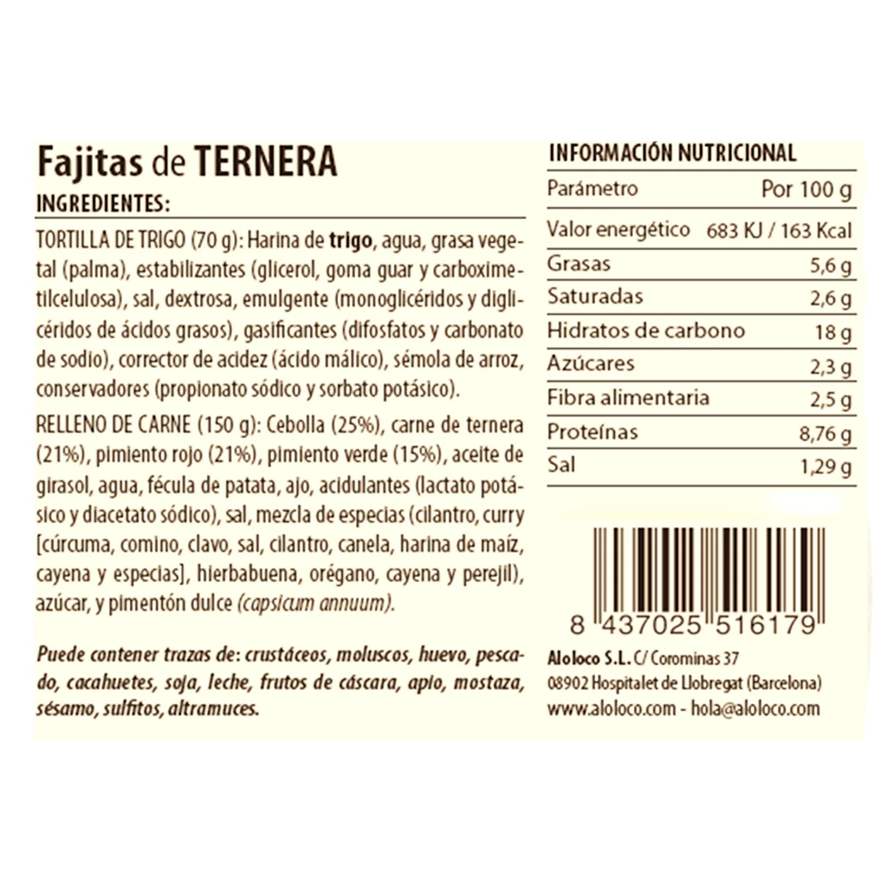 Fajita de ternera 220 g.