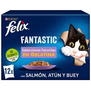 Imagen de FELIX Comida para gatos húmeda tiernos trocitos en gelatina FELIX FANTASTIC 12 uds. x 85 g.