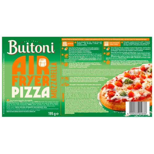 BUITONI Air fryer Pizza congelada con queso Mozzarella, especial freidora de aire 195 g.