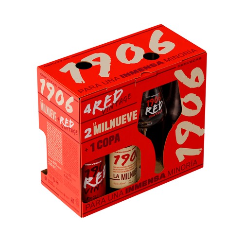 ESTRELLA GALICIA 1906 Estuche de cervezas de 33 cl. (4 1906 Red vintage + 2 1906 La Milnueve + copa).