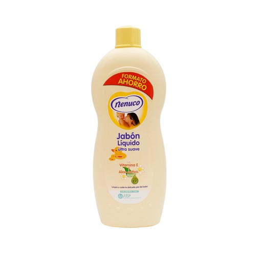 NENUCO Jabón líquido para bebe, ultra suave y enriquecido con vitamina E y aloe vera NENUCO 1125 ml.