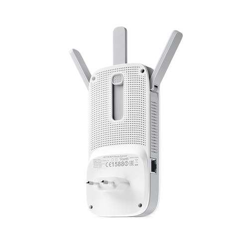 Extensor de cobertura Wi-Fi TP-LINK RE450, banda dual AC1750, 3 antenas, puerto Ethernet.