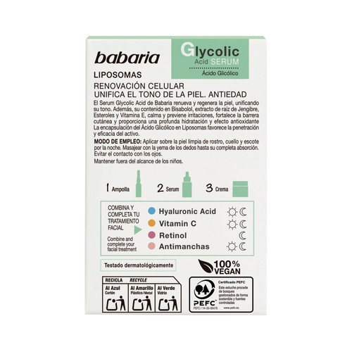 BABARIA Sérum antiedad de uso diario, unificador del tono de la piel 30 ml.