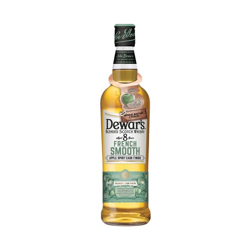 DEWARS Whisky blended destilado, envejecido (8 años) y embotellado en Escocia con un toque de manzana y cítricos DEWARS Frech smooht botella de 70 cl.