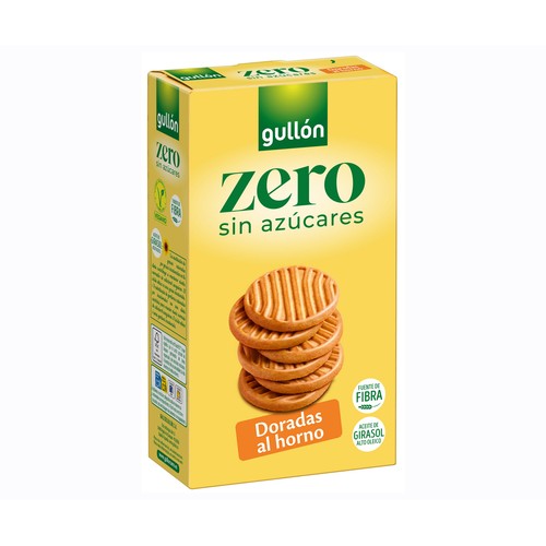 GULLÓN Zero Galletas doradas al horno sin azúcares 330 g.
