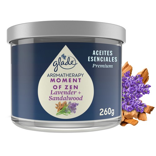 GLADE Vela ambientador Moment of Zen (lavanda + sándalo) GLADE AROMATHERAPY 260 g.