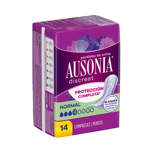 AUSONIA Discreet Compresas para pérdidas de orinaleves a moderadas 14 uds.