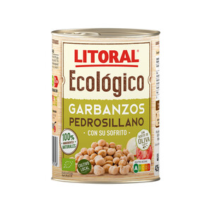 Imagen de  LITORAL ECOLÓGICO Garbanzos con sofrito, variedad Pedrosillano, ecológicos 425 g.