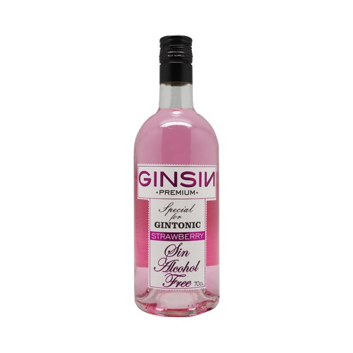 GINSIN Ginebra sin alcohol tipo Gin con sabor a fresa botella 70 cl.