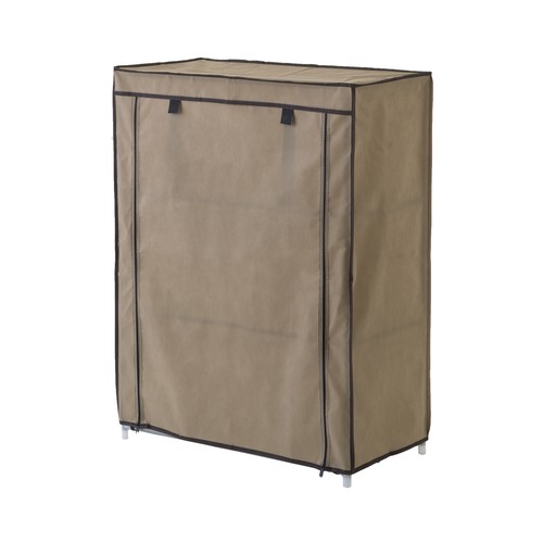 Zapatero de 3 baldas con funda exterior de tela colo beige y cierre de cremallera CIE RICH.