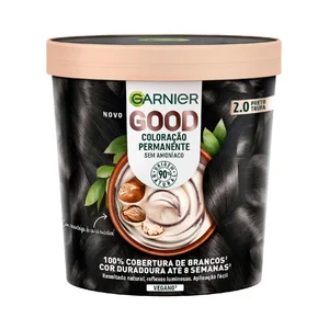 GARNIER Coloracion permanente sin amoniaco, tono 2.0 Negro trufa GARNIER Good.