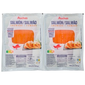 AUCHAN Salmón ahumado bipack 2 x 200 g Producto Alcampo.