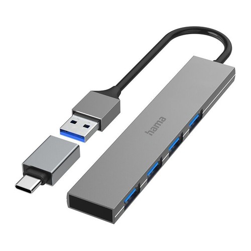 Hub 3.0 4 puertos Usb,  5GBPS + ADAPTADOR.