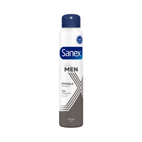 SANEX Men invisible Desodorante en spray para hombre anti traspirante hasta 72 horas 200 ml.