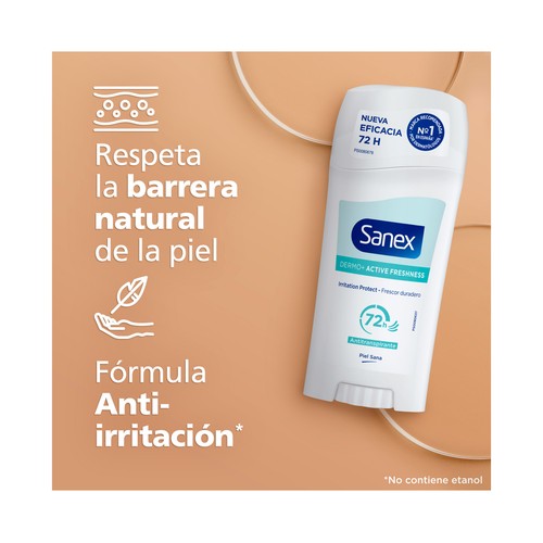 SANEX Dermo Active freshness Desodorante en stick para mujer antitranspirante hasta 72 horas 65 ml.