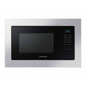 Microondas integrable con grill SAMSUNG MG23A7013CT/EC, color inox, capacidad 23L, potencia: 800W, grill: 1100W.