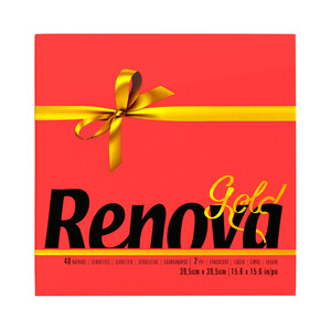 Imagen de RENOVA Servilletas de papel desechables color rojo 39 x 39 cm doble capa RENOVA GOLD 40 uds.