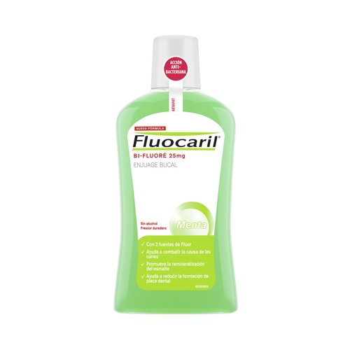 FLUOCARIL Enjuague bucal bi-flúor, sin alcohol y con sabor a menta FLUOCARIL 500 ml.
