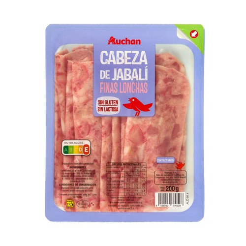 AUCHAN Cabeza de jabalí cortada en finas lonchas 200 g Producto Alcampo.