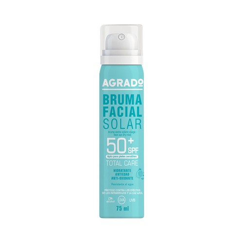 AGRADO Protector solar facial apto para pieles sensibles con FPS 50+ (muy alto) 75 ml.