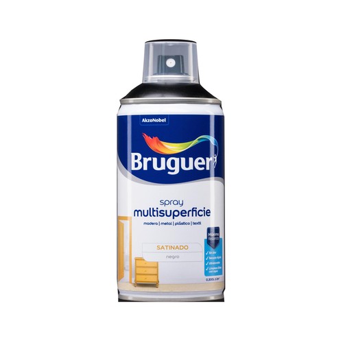 Esmalte acrylico satinado de color negro 0,30L, AKZO NOBEL.