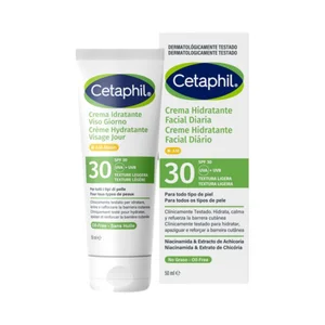 CETAPHIL Crema facial hidratante diaria, con FPS 30 (alto), para todo tipo de pieles 50 ml.