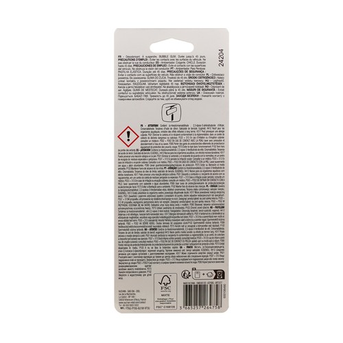 Ambientador para el coche en lata de silicona, fragancia bubble gum, AUCHAN.