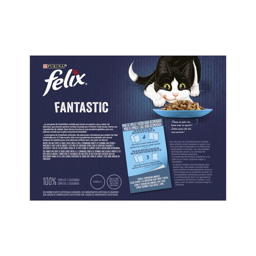 FELIX Comida para gatos húmeda a base de pescado PURINA FELIX 12 uds x 85 g.