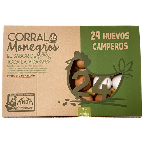 CORRAL DE MONEGROS Huevos de gallinas camperas clase M-L y cat. 24 uds.
