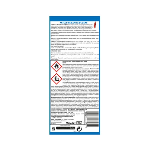 RAID Insecticida spray para moscas y mosquitos, frescor natural RAID 600 ml.