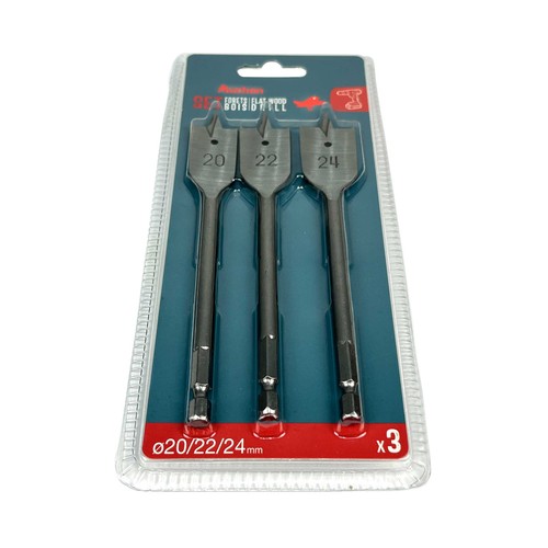 Set 3 brocas de pala para madera 20-22-24mm, AUCHAN
