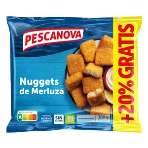 PESCANOVA Trocitos de merluza con empanado super crujiente (nuggets) 300 g.
