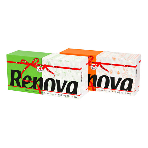 Servilletas de papel desechables de color y decoradas RENOVA 140 uds.