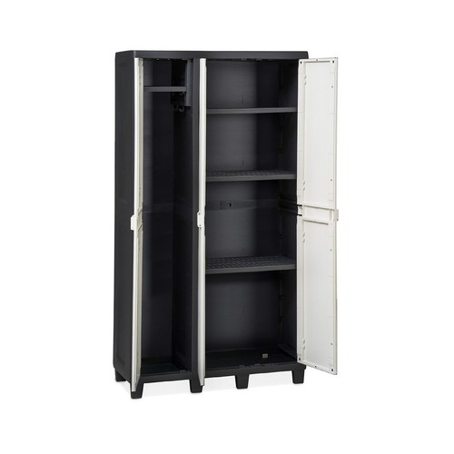 Armario escobero de resina de 3 puertas, 178x97x38cm, TOOMAX Factory S.