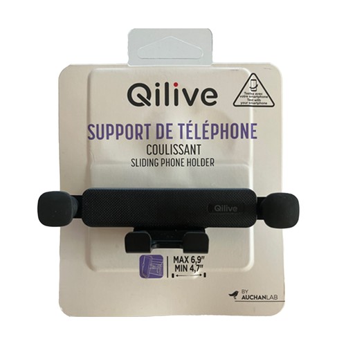 Soporte teléfono para el coche, fijación en rejilla aire, QILIVE.