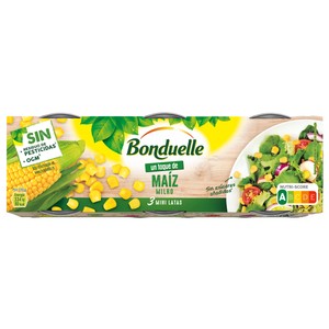 Imagen de BONDUELLE Maíz en grano Un Toque de pack 3 uds. x 65 g.