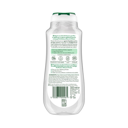 TIMOTEI Champú purificante y detox, con coco y sin siliconas, para cabellos grasos 300 ml.