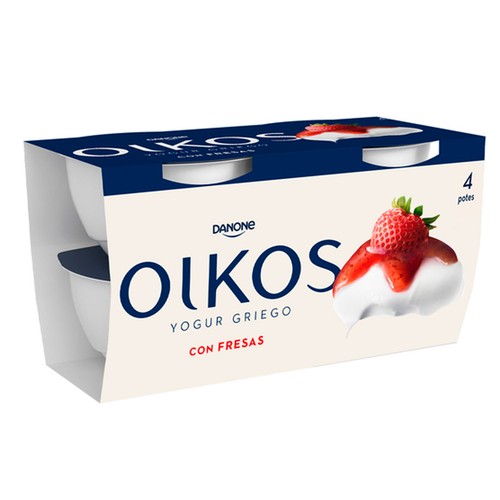 OIKOS Yogur griego con preparado de fresas de Danone 4 x 110 g.