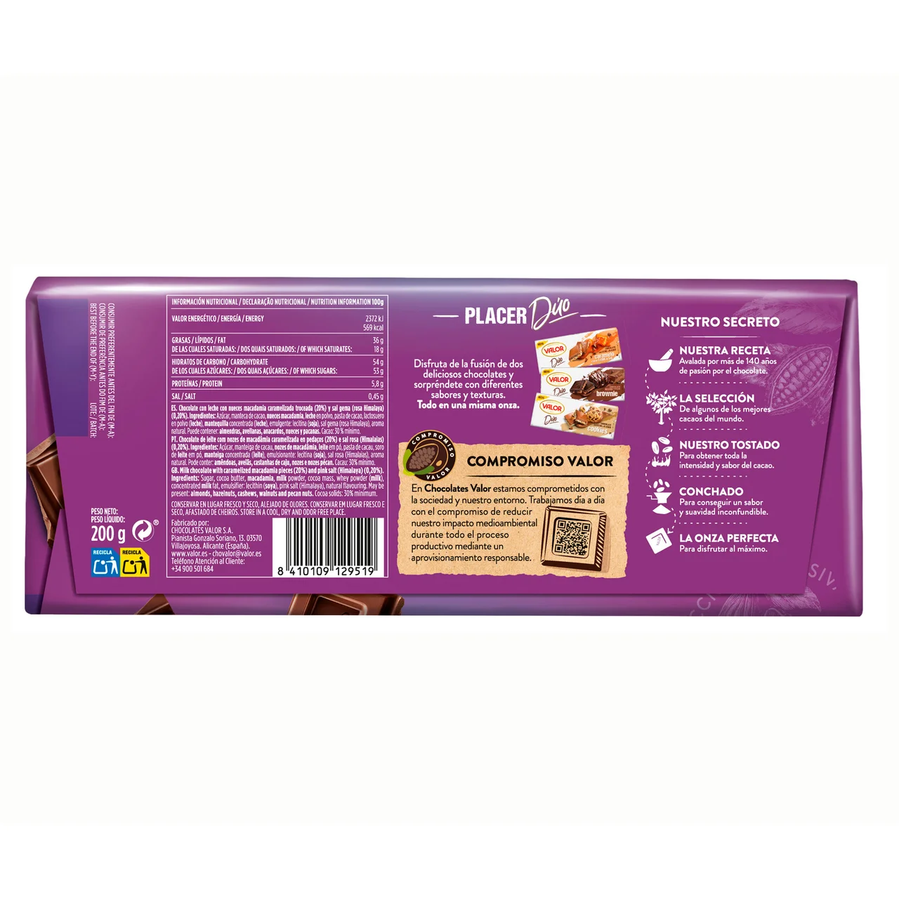 Chocolate con leche macadamia