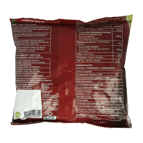 LA CUERVA Cerezas dulces deshuesadas,100% naturales y sin conservantes ni colorantes LA CUERVA 300 g.